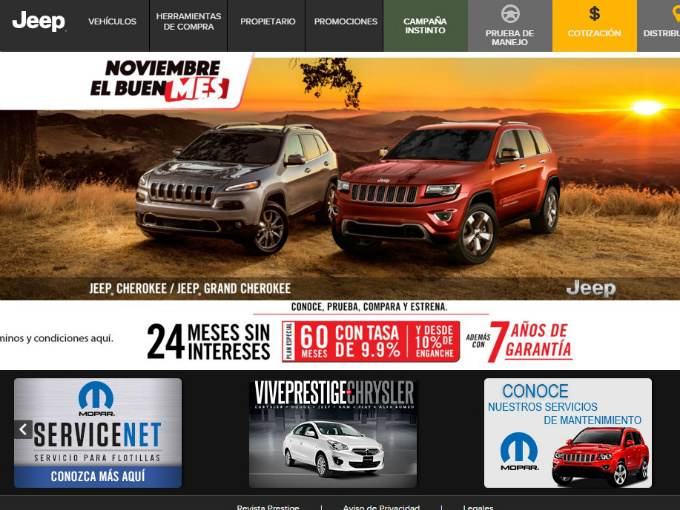 La marca Jeep no podía quedarse atrás con sus promociones para el Buen Fin. Foto: Jeep 